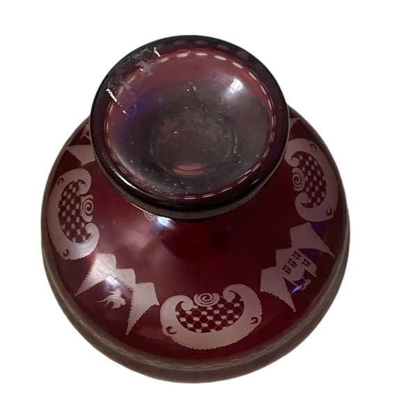 Vintage Egermann Cut To Clear Epergne Ruby Red Crystal Glass Pedestal - Picture 5 of 9